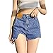 N\P Mujeres Sexy Slim Bag brazo cintura alta Irregular Jeans Shorts Mujer