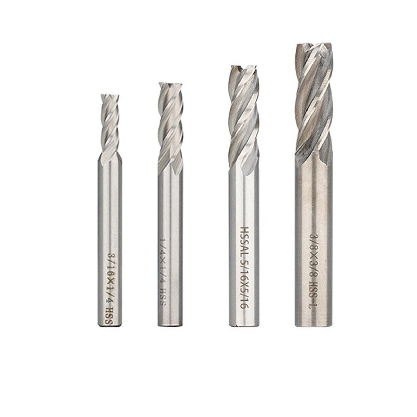 1 Uds. Fresas de extremo HSS, 4 flautas, fresas de extremo de corte de carburo for mecanizado Cnc, broca de enrutador CNC for metalurgia, 5/6/8 Uds.(8pcs Set)