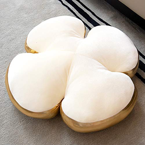 Coussin de sol fleur trèfle à 4 feuilles blanc 50x50 cm doux - 2