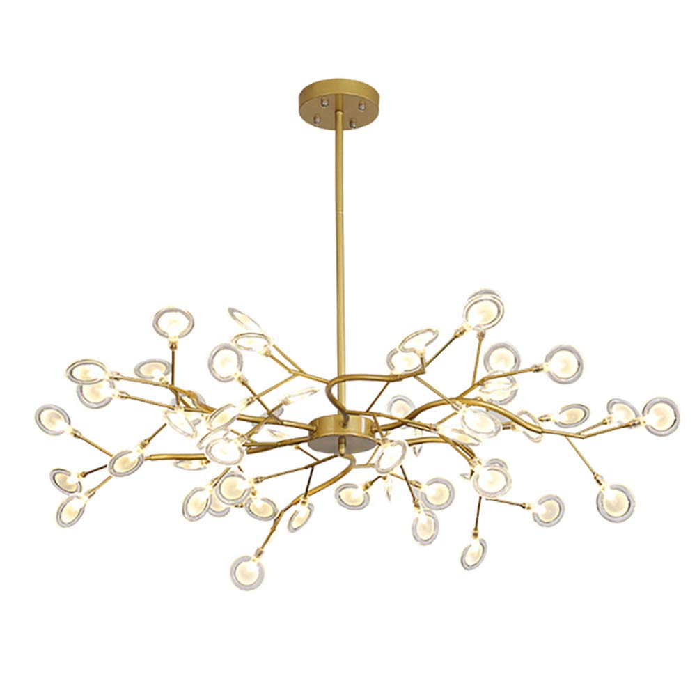 HYJAUSXB Nordic Firefly Sputnik Chandelier,Modern 54-Lights LED Branch Pendant Light Adjustable Indoor Hanging Ceiling with Glass Shade for Living Room-C 54