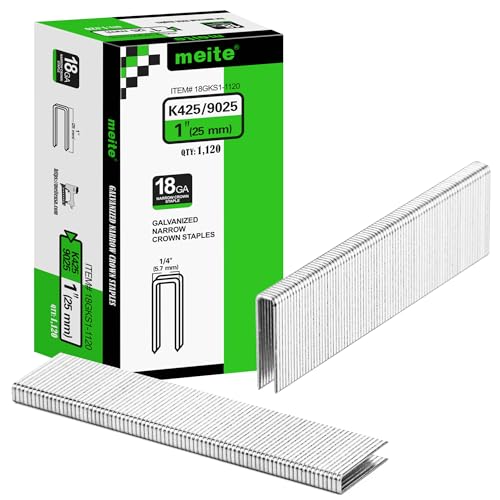 meite 18 Gauge 1/4-Inch Narrow Crown Staples, 1-Inch Length, 1,120 PCS
