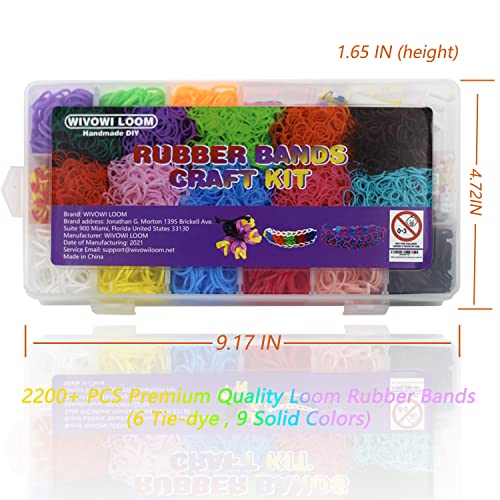 2400+ Loom Rubber Bands Kit 15 Colors In 6 Tie-Dye And 9 Solid, Loom Bracelet Making Kit Refill Accessories For Kids Boys & Girls Gift, Including Multifunction Loom And Manual #TOP1