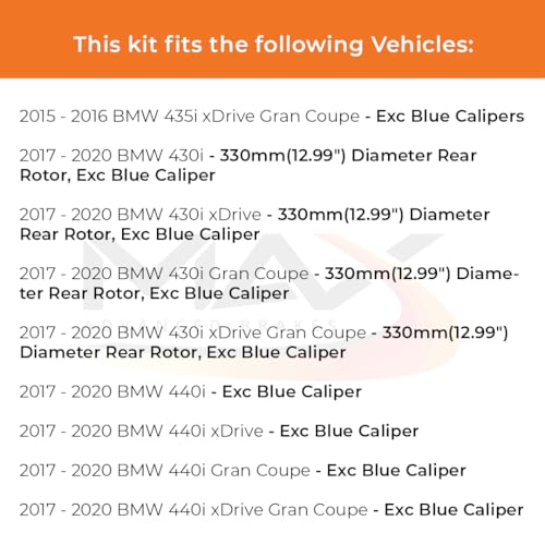 Image of Max Advanced Brakes Rear Brake Kit Compatible With 2017 2018 BMW 330i 328i 335i 340i 428i 435i 430i 440i M Sport Pkg Replacement Geomet Coated OE Disc Brake Rotors and Ceramic Brake Pads