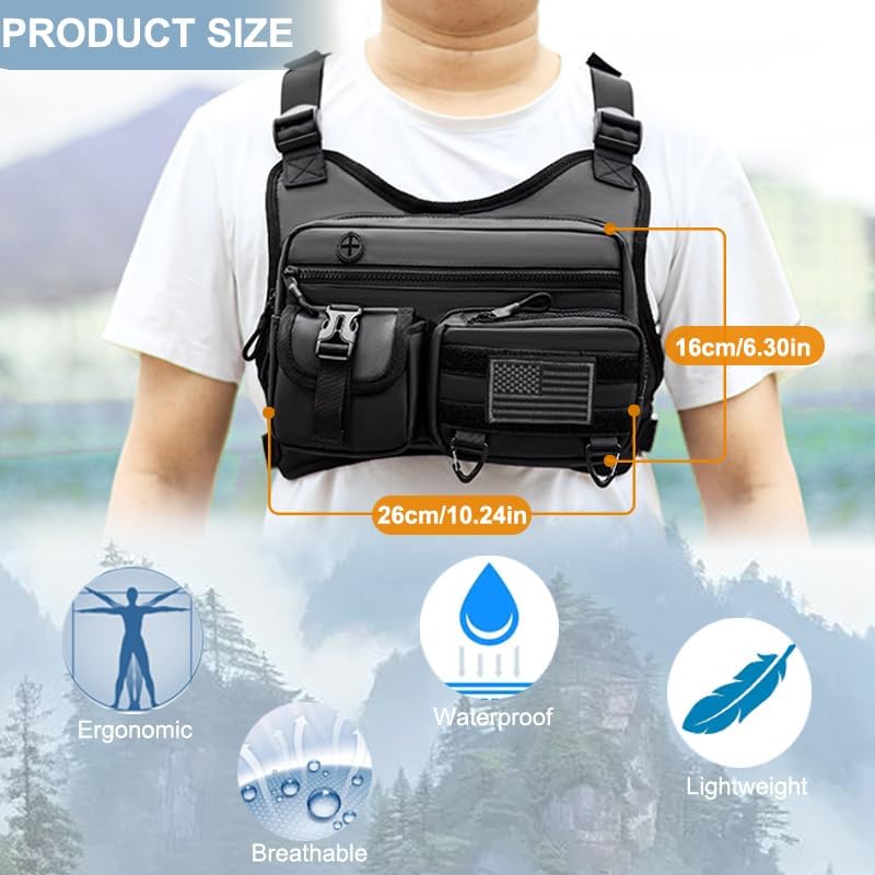MFRHYLOEE Outdoor Sport Chest Bag for Men & Women, Chest Rig For Hiking, Running, Cycling, EDC Chest Pack Rig with Holster For Sports and Workouts - Image 6