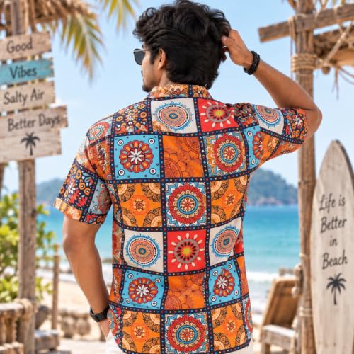 Image of BROWN CULTURE Printed Shirts for Men | Half Sleeve Shirt for Men's | Cotton Half Sleeve | Cotton Blend Shirts for Men | Casual Printed Shirt | Stylish Everyday Wear