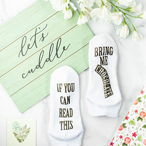 Haute Soiree - Women's Novelty Socks - “If You Can Read This, Bring Me Some” (Wine, Chocolate, Coffee) Novelty Socks (Chocolate) - Thumbnail 7
