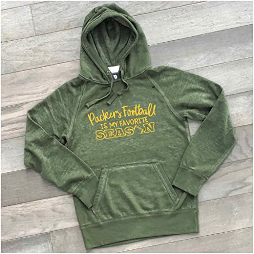 Packers Hoodie Football is my Favorite Season Hoodie Unisex Adult Mens Womens Soft Lightweight Burnout Hooded Sweatshirt, Green Yellow Gold Sparkly Matte (XL, Yellow Gold-Matte)3