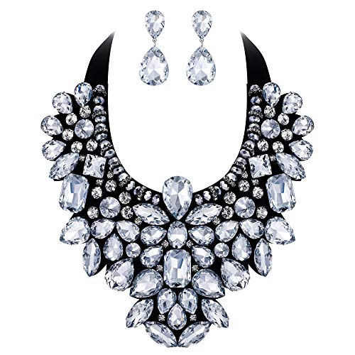Rhinestone Crystal Necklace & Earrings Set