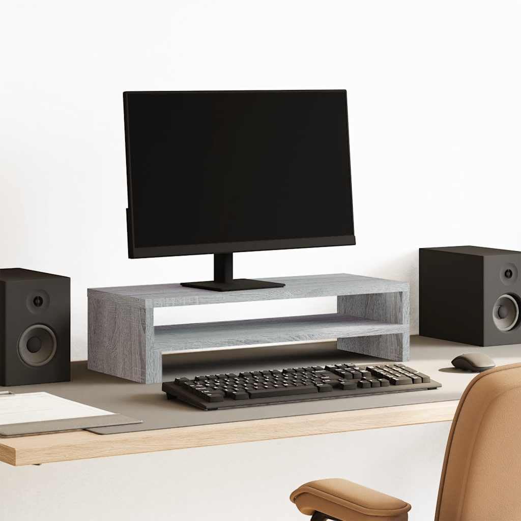 Mangloder Monitorständer Grau Sonoma 54x22x15 cm Holzwerkstoff mit Stauraum für Arbeitsplatz Ergonomie und Kabelmanagement für Homeoffice und Büro