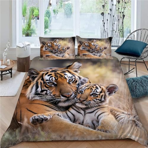 SK-YBB Tiger Bettwäsche 135x200 Bettwäsche-Sets 3D Druck Tiermutter Und...
