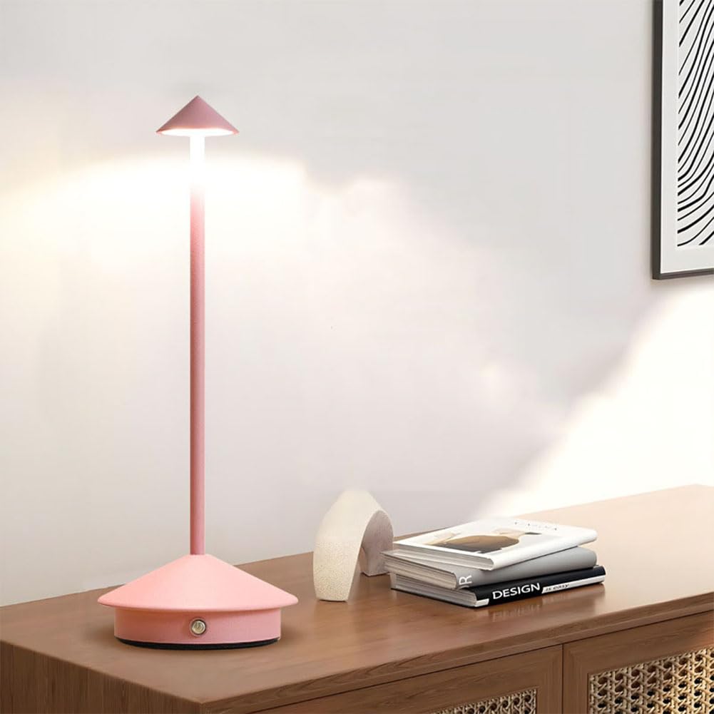 Lampa Stołowa Bezprzewodowa Akumulator, Ciepła Biała Lampy biurkowe Czarna LED Lampki Stołowe Bezprzewodowa Lampa Biurkowa Akumulatorowa Lampa Stołowa Wodoodporna(złoty, biały, srebrny),Pink