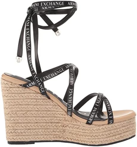 A | X ARMANI EXCHANGE Women's Joe Wedge Sandals Heeled, Black, 10 | Image 5