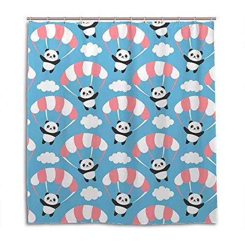 Rideau de douche panda polyester lavable 183x183cm avec crochets