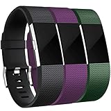 Maledan Bands for Fitbit Charge 2, Black Plum Green, Small