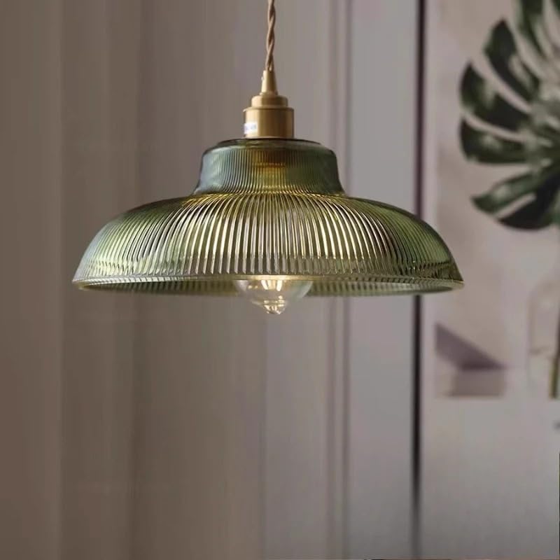 Lustre en verre nordique vert d'exception pour luminaire de salon rétro