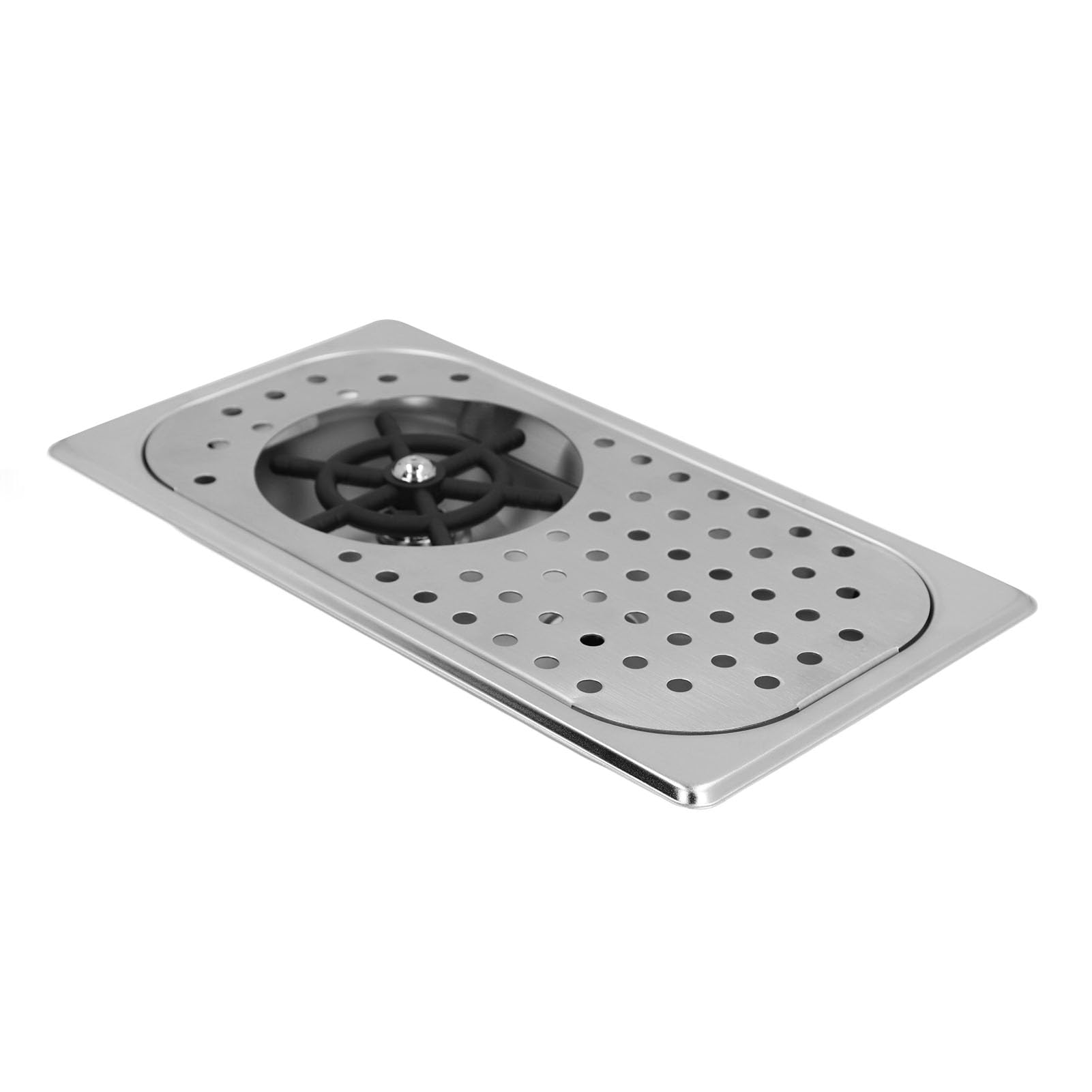 Fregadero Automático de Aclarado de Vidrio en Acero Inoxidable con Bandeja para Lavavasos, para Hogar, Cafetería y Bar