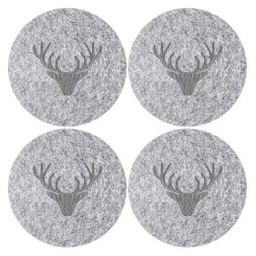 Oblique Unique Filzuntersetzer Rentier Hirsch Rund Grau 10 cm 4er Pack...