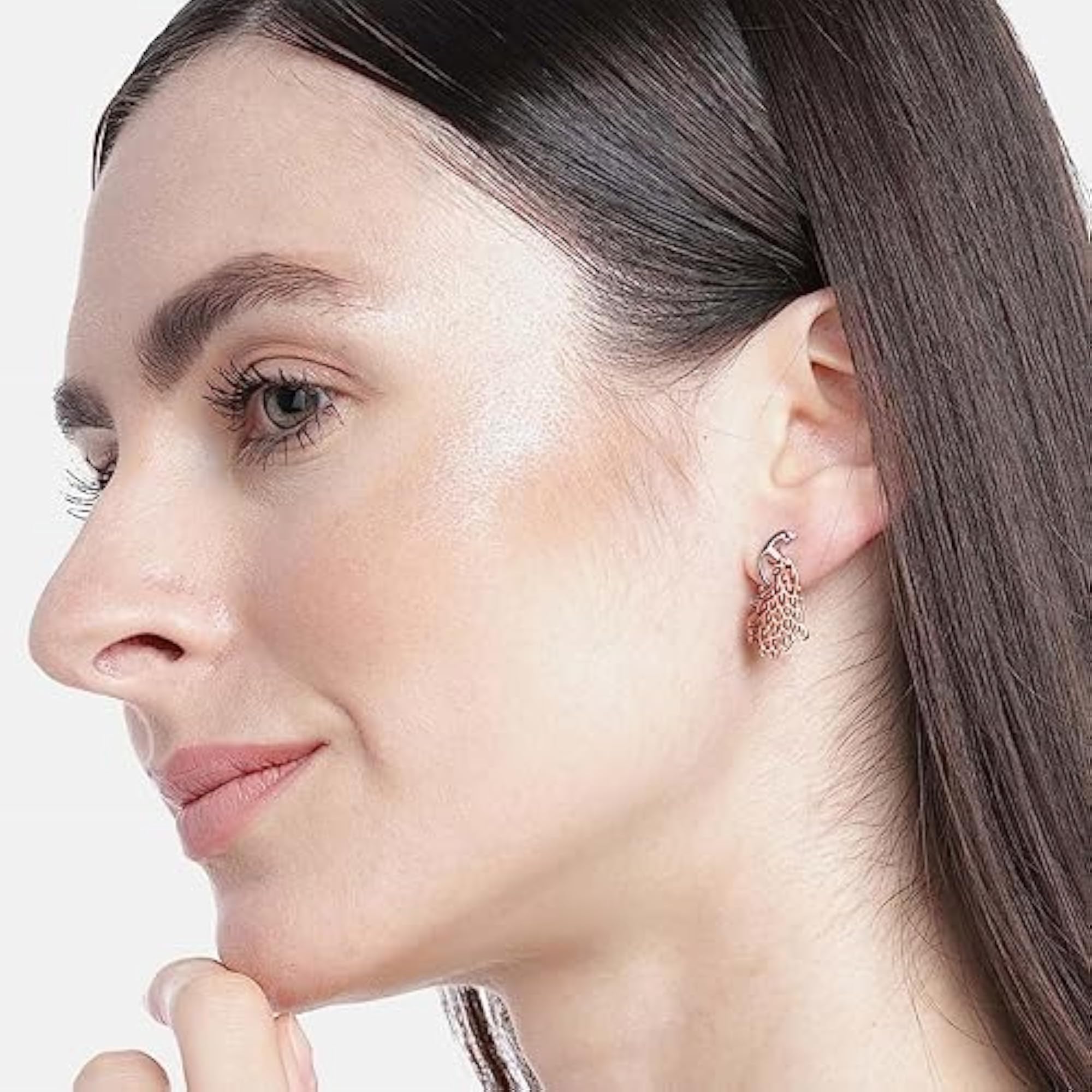 925 Sterling Silver Peacock Earrings, Multicolour Rhodium & Rose Plated