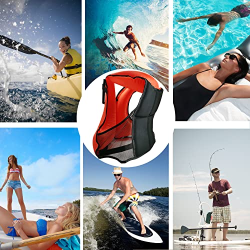 Fstcrt Swim Vest For Adults, Buoyancy Aid Swim Jackets- Portable Inflatable Snorkel Vest For Swimming, Snorkeling, Kayaking, Paddle Boating And Other Low Impact Water Sports Safety-Orange+Black #TOP6