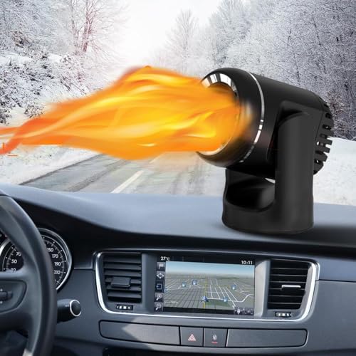 Quunoot Auto Heizung 12V, Tragbare Autoheizung mit Zigarettenanzünder, 2 in 1 Heizung & Ventilator, Standheizung, 360° Drehbar Heizlüfter für 12V Auto, SUV, LKWs, Jeeps