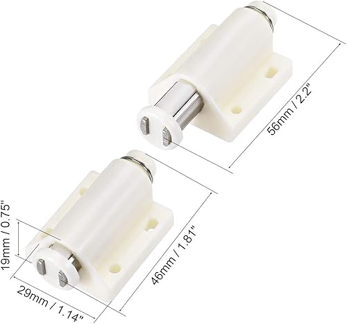 Miniatura 2 de uxcell Touch Catch - Pestillo de prensa magnético para puertas de armario, cajones, color blanco, 4 unidades
