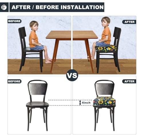 Image of Toddler Booster Seat for Dining Table, Portable Booster Seat for Kitchen Chair, 4 Inch High-Density Foam Cushion with Adjustable Safety Straps and Non-Slip Bottom, Perfect for Kids Travel and Daily