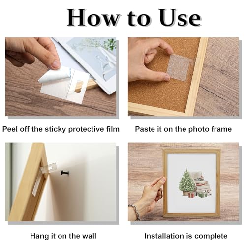 Image of 100 PCS Adhesive Picture Hangers, Foam Board Hanger, Plastic Frame Hooks, No Nail Transparent