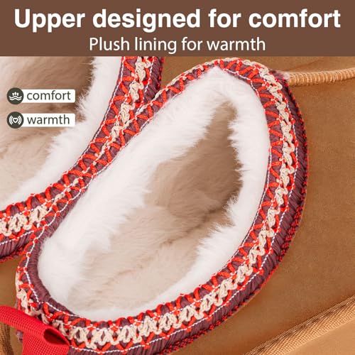 Women's Slippers Platform Mini Boots,Snow Winter Short Ankle Boot,Fluffy Warm Comfy Furry House Slippers Anti-Slip Boot for Indoor and Outdoor4