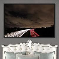 Framed Canvas Wall Art Light Exposure Colorful Industrial Lights Multicolor Neon Photography Places Portrait Realism - 16x24 inches