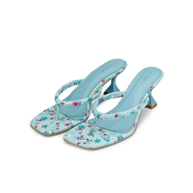SYLCON Faux Leather Heeled Fashion Sandals for Women | Handmade Stylish and Trendy Outdoor Footwear | Comfortable Slipper with Floral Design | Casual Classic Slip On (B0D814J1JR) Amazon Price History, Amazon Price Tracker