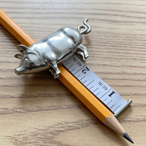 Cinta métrica mini retráctil con diseño de cerdito vintage miniatura 4