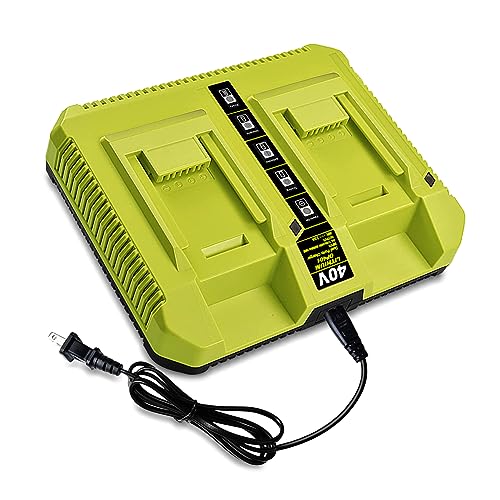 Lizone OP40601 OP40602 OP401 40V Dual Battery Charger Replacement for Ryobi 40V Battery Charger OP401 OP403 OP404 OP406 OP407A Fast Rapid 40 Volt 40V Dual Charger