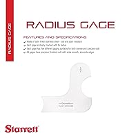 Vista 2 de Starrett Medidor de radio individual para radios convexos y cóncavos, ideal para carpinteros y construcciones, acero inoxidable, calibre de radio