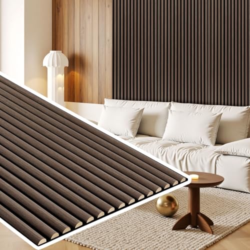Vkechh 4 paneles acústicos de 120 × 60 cm, 2,88 m², paneles de madera semicirculares 3D en MDF y fieltro acústico, revestimiento de pared acústico moderno para casa y estudio, color negro nogal
