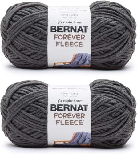 Image of Bernat Forever Fleece Coal Yarn of 280g /9.9oz - Polyester - 6 Super Bulky - 194 Yards - Knitting /Crochet (Pack of 24)