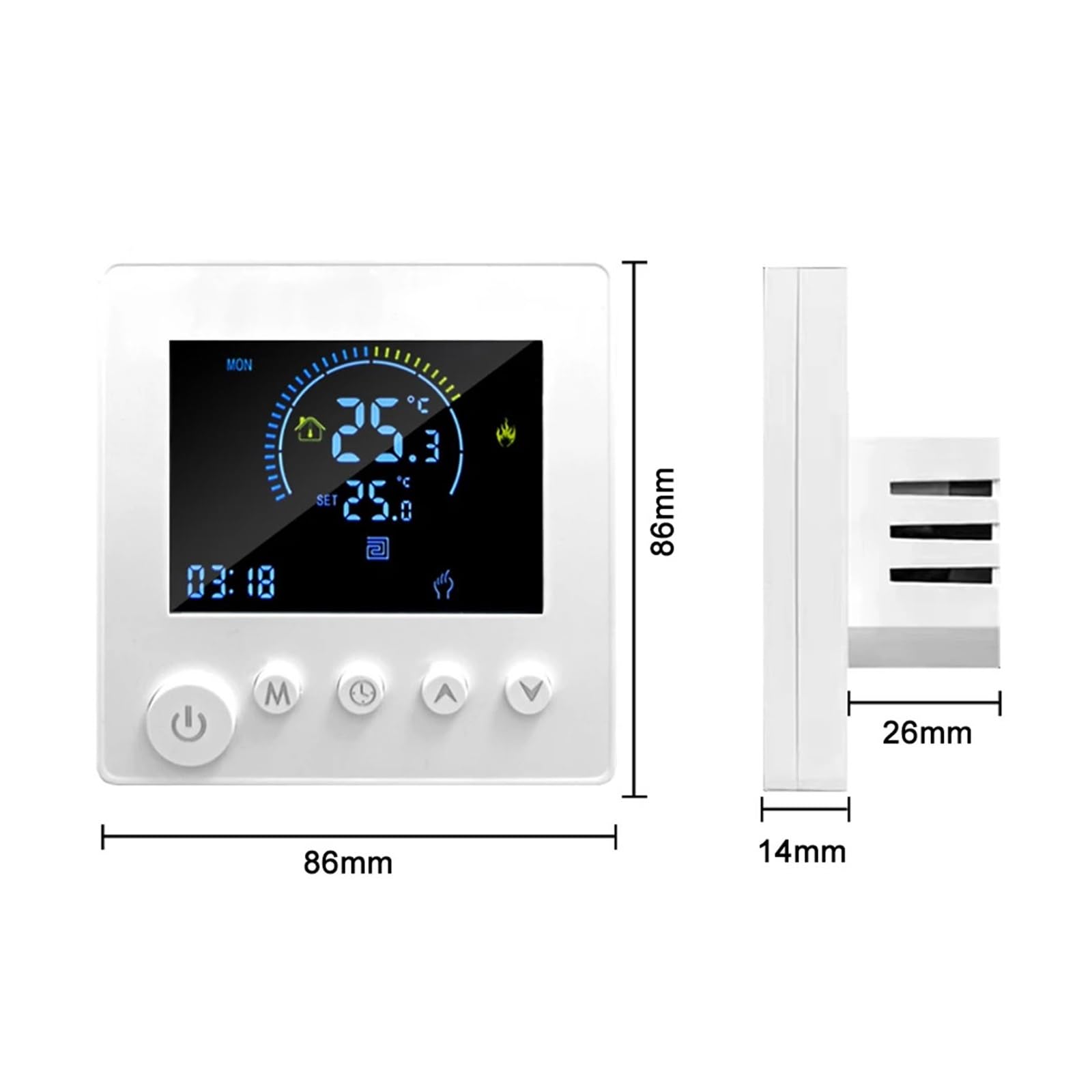 Inteligentny termostat, Inteligentny termostat czujnik NTC dotykowy LCD elektryczne podgrzewanie wody cyfrowy termoregulator programowalny regulator temperatury(ElectricHeating Wifi)
