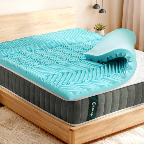 Lista de Colchoncillos - los más vendidos. 45 Dreamlab Colchoneta Memory Foam Zonas con Gel | Sobrecolchón de Zonas | Topper de Zonas, Sensación Suave Acolchada y Cómoda | Colchoneta King, Gel Azul, 5 cm