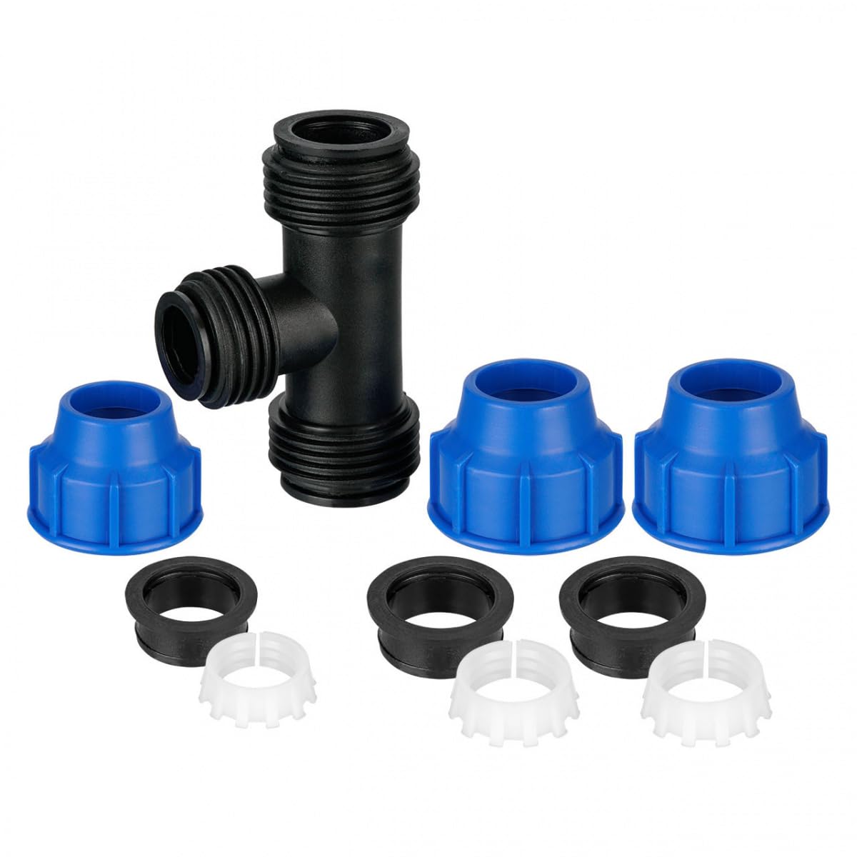MegaHaustechnik PP Fitting T-Stück Reduzierend – 32mm X 20mm X 32mm, Für PE-Rohr, Klemmverbinder