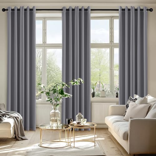 Image of MIULEE Blackout Curtains for Bedroom Living Room 2 Panels, Thermal Insulated Room Darkening Drapes Grommet Noise Reducing Light Blocking Window Treatments 84 Inches Long 40x84 Inch Light Gray
