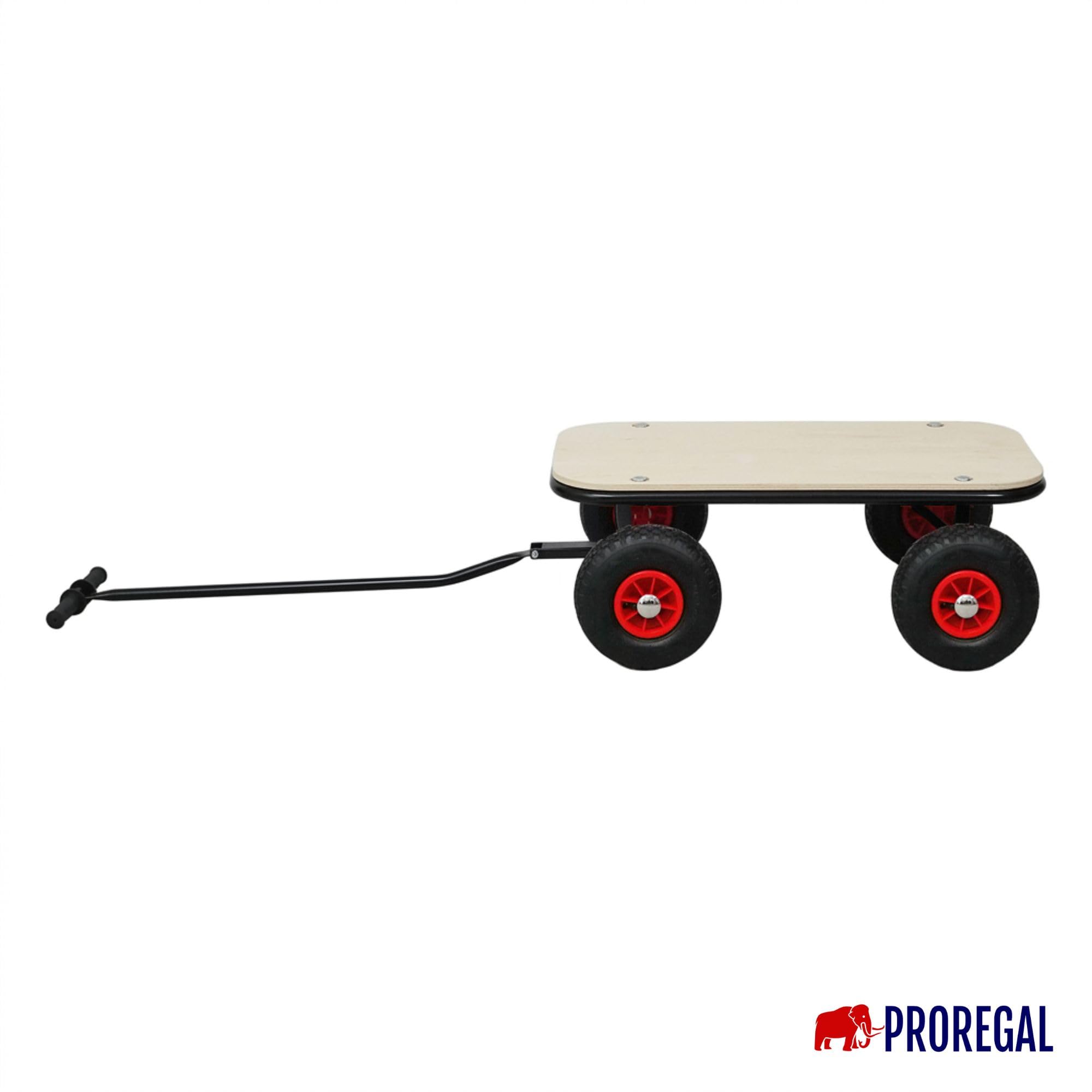 PROREGAL Profi Bollerwagen Bolly Holz Luftreifen HxBxT 97x90x60cm, Traglast 150kg, Luftbereifung, Schwarz, Handwagen Holzbollerwagen Transportwagen