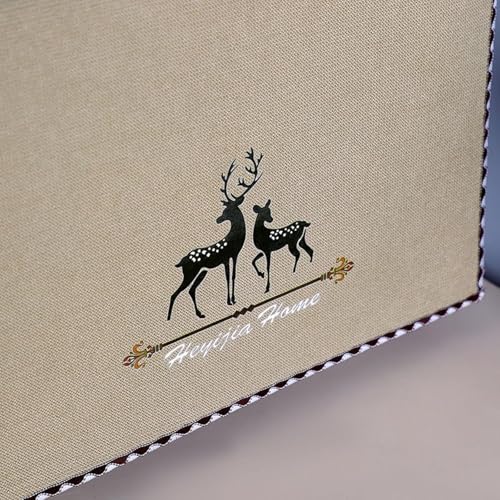 Image of Zollyss Microwave Oven Cover, Cotton Linen Dust-proof Fabric, Deer Design,100 x 35 cm (Beige)