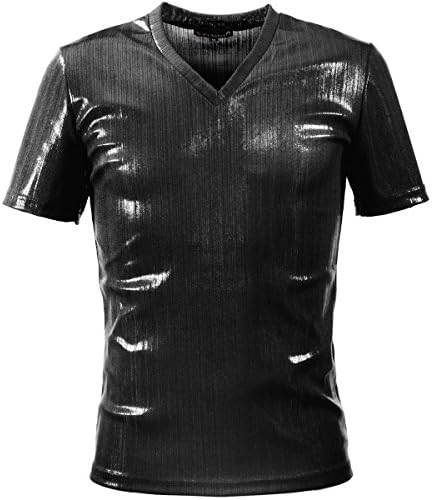 Amazon | (ブラックバリア) BLACK VARIA Tシャツ ラメ ストライプ V 