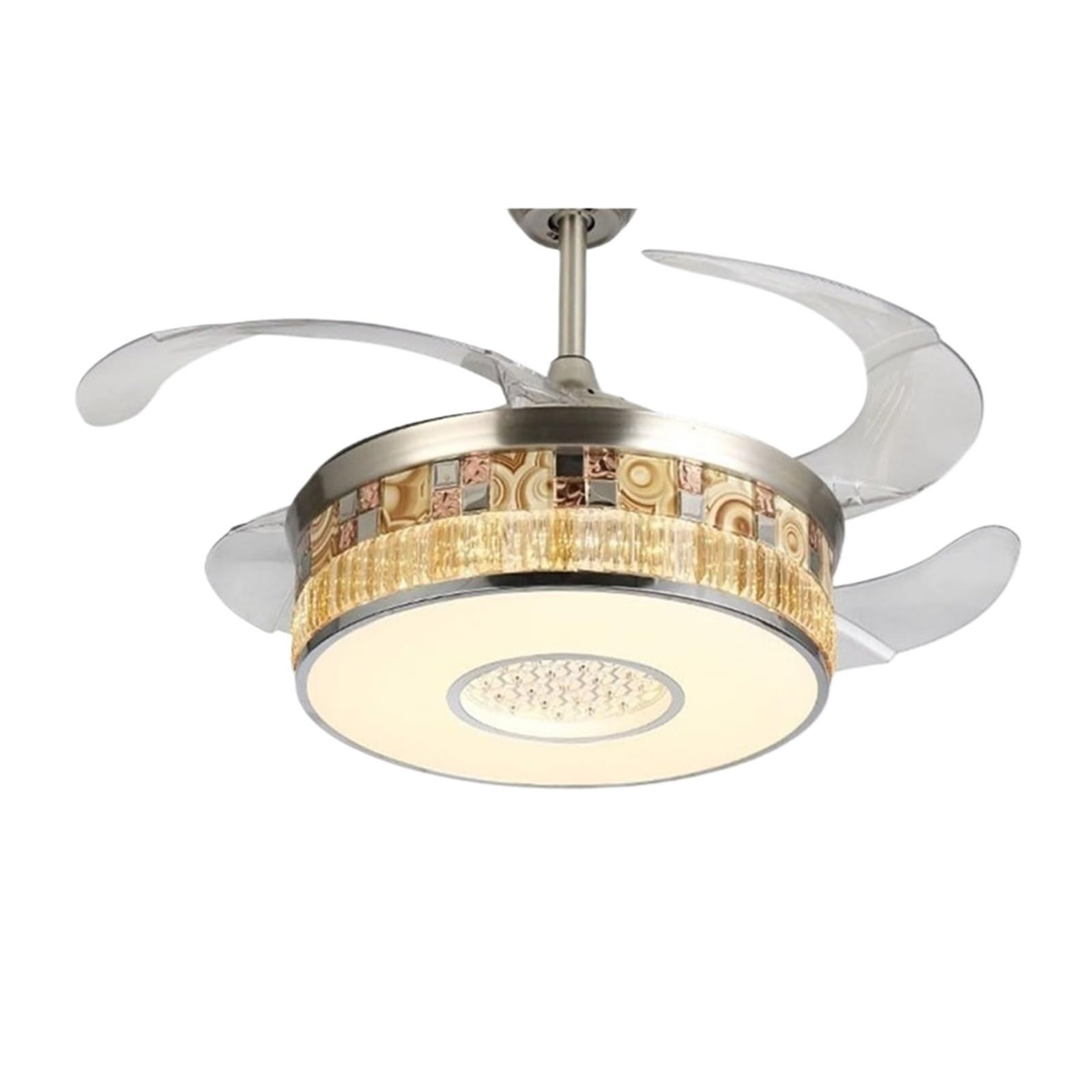TRDEWR Ceiling Fan Light Invisible with Remote Control Modern Luxury Gold Figure LED Lamp for Home Good Light and Shadow Effects