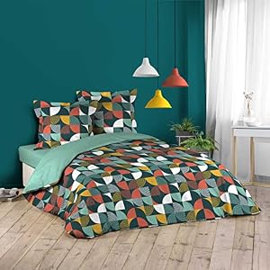 Douceur d’Intérieur, 3-delige beddengoedset, 240 x 220 cm, 100% katoen, Rythmo, oranje 1644022