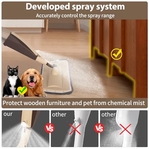 Image of Wet Spray Mop for Floor Cleaning with 14 oz Bottle & 3 Microfiber Pads | Refillable bottle, washable pads, dry /wet use for home or commercial cleaning on hardwood, laminate, wood & ceramic floors