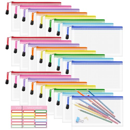 Image of 24pcs Mesh Zipper Pouch Bags Small, 8.1x4.8 Inches Zipper Pencil Bags, 8 Colors Pencil Pouch Bulk, Reusable Pencil Bags for Office Supplies and Travel Storage