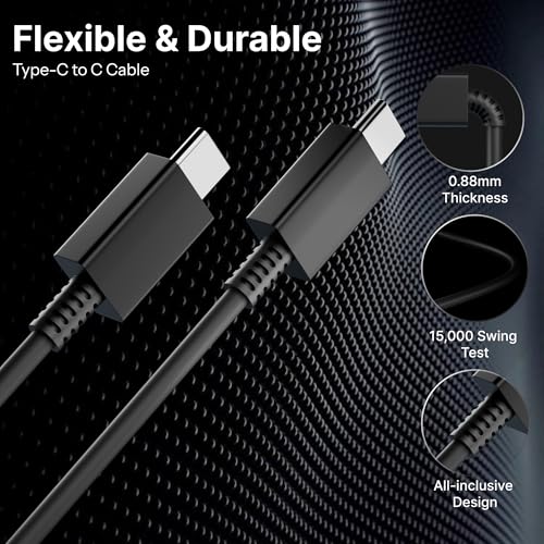 Image of OFUCA 45W USB Type C to C Fast Charging Cable 1M, PD Fast Charge & Data Sync USB-C Cable Compatible with Samsung Galaxy S24 /S23 /S22 /S21, Note Series, A & M Series, Tablets & Other Type C Devices (Black) by HOMEMO