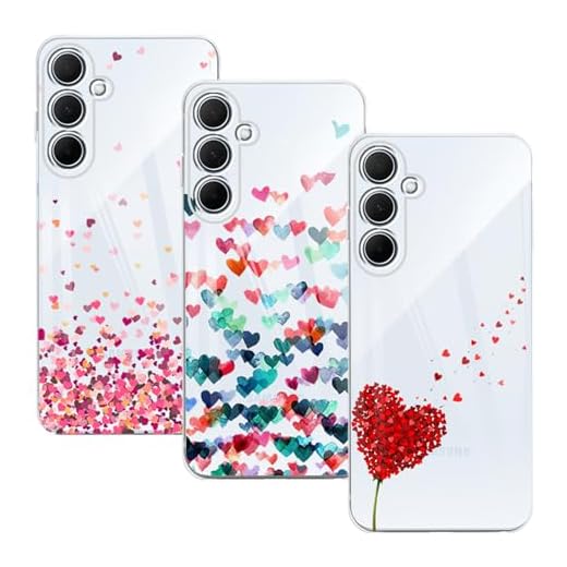 GEJEFA Funda para Samsung Galaxy A35 5G, (3 Pack) Transparente TPU Carcasa Delgado Anti-Choques con Dibujo de Corazón Funda para Samsung Galaxy A35 5G