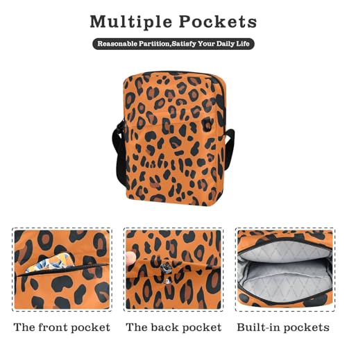 messenger bags Crossbody Small Bags For Women Womens Fashion Purses Adjustable Strap for Travel Travel- Wild Orange Leopard Print2