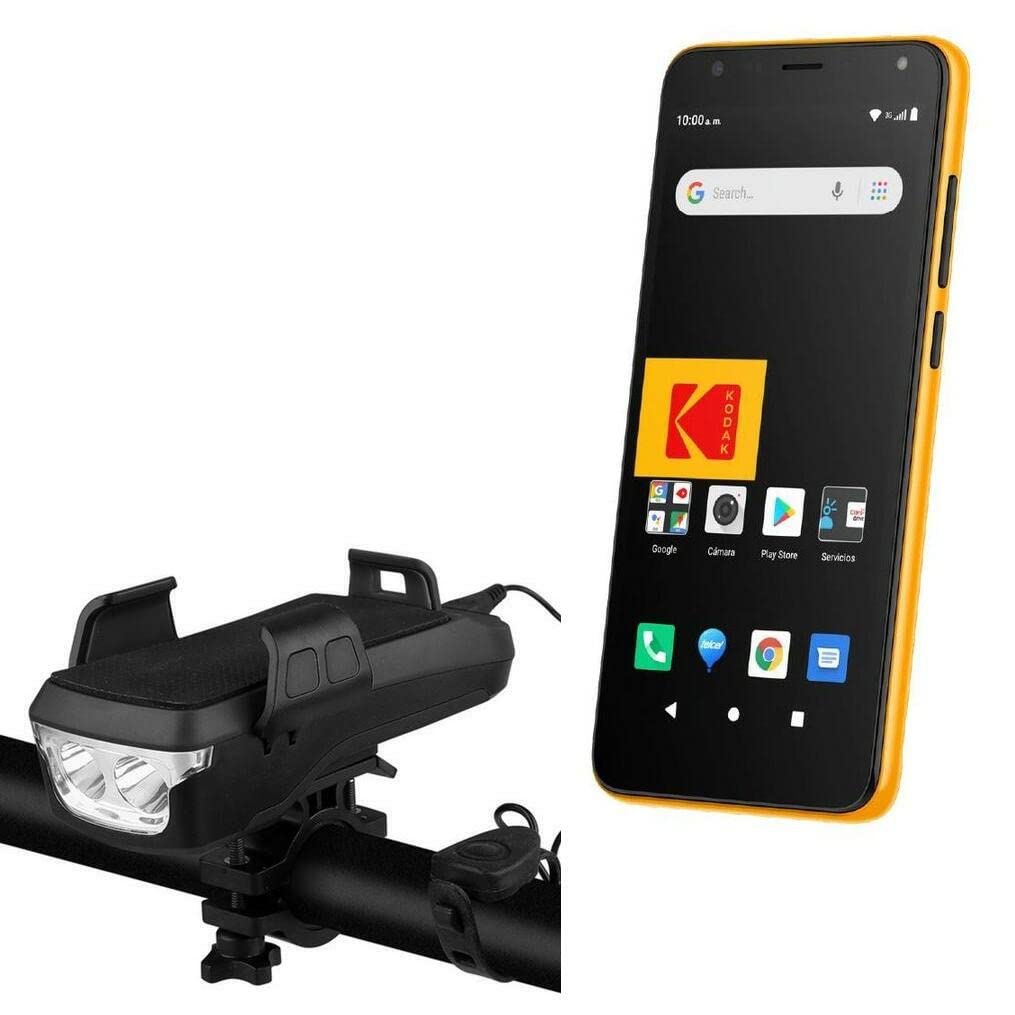 BoxWave Stand and Mount for Kodak Seren KD50 (Stand and Mount by BoxWave) - Solar Rejuva Bike Mount (4000mAh), Bike Mount with Solar Power Bank, Lights, and Horn for Kodak Seren KD50 - Jet Black